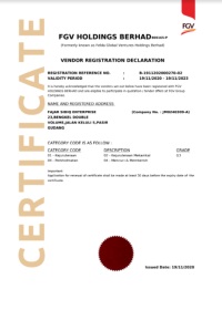 Registered with FGV Holdings Berhad